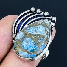 Anillo de joyería de plata esterlina 925 hecho a mano con piedras preciosas...