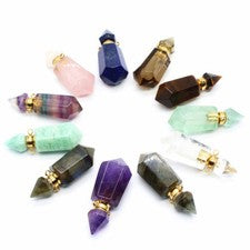 Botellas de perfume de cristal natural colgante collar hexagonal de cuarzo piedras preciosas curativas