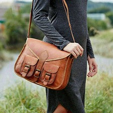 Cartera Maletín Bolso Vintage Cuero Marrón Mensajero Mujer Moda Artesanía