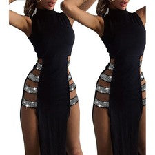 Vestido de mujer bodycon club hueco sexy para laterales ranura alta verano cómodo