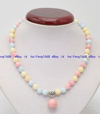 Collar colgante de perlas de piedras preciosas redondas morganita multicolor natural 6/8/10 mm
