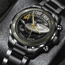 Nuevo Reloj Star Trek Regalo Para Fans Negro Acero Inoxidable MM349