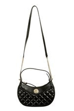 Versace Mujer "Half Moon" Cuero Plateado Medusa Acolchado Bolso de Hombro