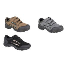 DEK Hombres Zapatos Negros Senderismo Caminar Entrenadores Cuero Look Correa Talla 5-13