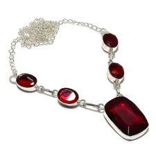 Collar de joyería hecha a mano de piedras preciosas granate de Mozambique 18"