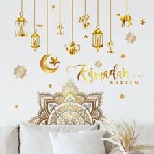 Pegatinas de pared mandala dos hojas con diseño de estrella de flor de loto para decoración del hogar