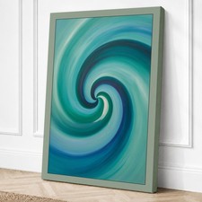 Impresión en lienzo abstracto en espiral en azul arte de pared decoración del hogar listo para colgar