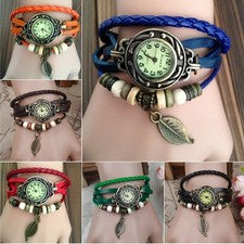 Da Cristallo Bracciale Nuova Analogico Ragazza Polso PELLE Orologio Donna ty