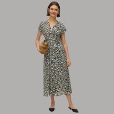 Vero Moda Vestido Midi En Viscosa Sin Mangas Cuello V Crema Negro