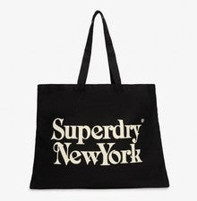 Superdry Bolso Tote Negro/Blanco Nuevo H 43cm W 52cm Correa Altura 27cm