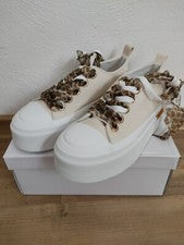 Bonitas zapatillas estilo ITALIA para atar Leo cinta de lazo crema NUEVO