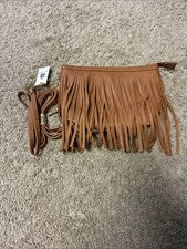 Cartera pequeña de cuero vegano con flecos para mujer