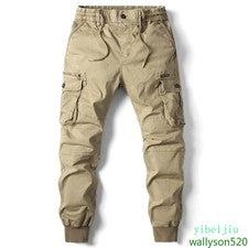 Pantalones de chándal para hombre Pantalones de encuadernación al tobillo Algodón Universidad Bolsillos de carga Mono