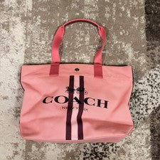 Bolso de Mano Coach Para Mujer Rosa Lona A Presión Doble Asa Amplio