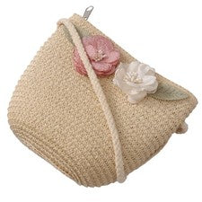 Bolso Bandolera de Paja de Moda para Niños Encaje Flor Hecho a Mano Tejido Bolso de Playa Hombro