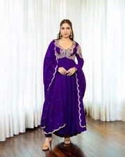 Maxi Vestido Estampado Floral Anarkali Boda Fiesta Ropa Dupatta Conjunto Para Mujer