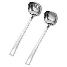 4 utensilios para servir de acero inoxidable - cuchara ranurada skimmer y cucharón para sopa,