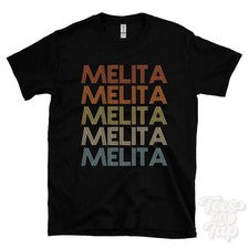 CAMISETA MELITA ESTILO RETRO REPETIDO Hombre y Mujer Novedad Genial Nombre Regalo
