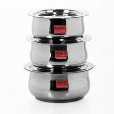 Juego de utensilios de cocina de acero inoxidable con tapa 1.1Ltr 1.4Ltr 1.75...