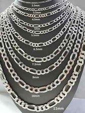 Collar de cadena de eslabones Figaro de plata italiana real 925 sólida para hombre y mujer