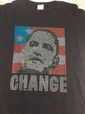 Camiseta Gildan Ultra Algodón Estampada - Estrás Estilo Obama "Cambiar" - NUEVA