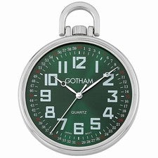 Reloj Bolsillo Hombre Gotham Tono Plateado Delgado Ferrocarril Cara Abierta Cuarzo GWC15027SG