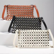 Bolso Bandolera Remache, Moda Cartera de Hombro Salidas Diarias Portátil Bolso de Mano de Transporte