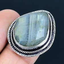 Anillo de joyería de plata esterlina 925 hecho a mano con piedras preciosas...
