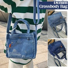 Bolso Bandolera Pequeño Cuadrado Denim Para Mujer Informal de Hombro Bolso para Teléfono Móvil