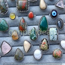 Lote de 1000 piezas de anillos de piedras preciosas de unakita y mezcla joyas enchapadas en plata 925