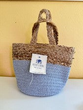 BOHO LIVING Cesta de Almacenamiento Tejida Mujer Bolso Pequeño - Azul/Tostado