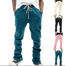 Pantalones deportivos informales rectos cintura con cordón de moda para hombre
