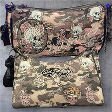 Juego de 2 Bandolera y Bolso de Hombro Ed Hardy Camuflado Tatuaje Calavera Corazón de Tigre ~ Nuevo con Etiquetas
