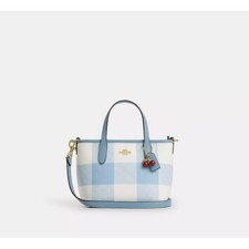 COACH City Mini Bolso de Mano Estampado de Guinga y Encanto Azul Multi...