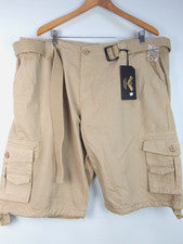 Pantalones cargo FJ Fashon beige nuevos con etiquetas para hombre talla 46 con cinturón