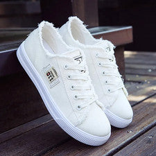 2024 Primavera Verano Mujeres Tenis de Lona Parte Superior Baja Denim Tenis Damas Con Cordones Fl
