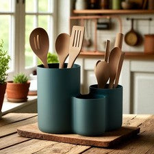 Soporte para utensilios de cocina moderno con tres tazas | Diferentes colores a elegir