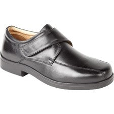 Zapatos de vestir Roamers para hombre con cierre táctil Tramline extra anchos - negros - 9