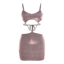 Sexy Vestido de Noche Top Corto Calado de Verano para Mujer Moda