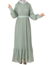 Damen Abendkleid Maxikleid mit Faltendetail Abaya Hijab Mode Modest Fashion