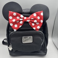 Disney Minnie Mouse Lazo a Lunares Para Mujer, Mini Mochila para Niños, Bolso Negro NUEVO