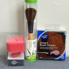 Lote de 3 Accesorios de Belleza Limpiador de Cepillo Instantáneo, Cepillo de Rubor de Bambú