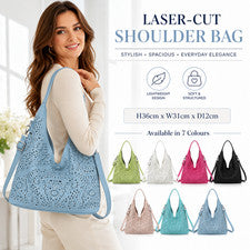 Mujeres Corte Láser Hobo Bolso de Hombro Sintético Bolso Bandolera Bolso de Mano 7 Colores