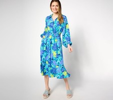 Vestido para mujer Ryan Simkhai Eyeshop talla grande 18 estampado crepé midi azul A645001