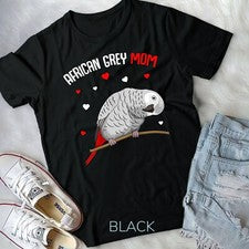 Camiseta unisex gris africana de loro mamá amor divertida para mujer