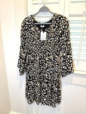 Vestido Elle Nuevo con Etiquetas Para Mujer XL Negro Lunares Contemporáneo Carrera Elástico