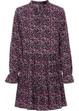 Neu Kleid mit Blumendruck Gr. 34 Schwarz Beere Mattrosa Damen Langarm-Dress