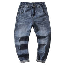 Hombre Moda Color Sólido Denim Suelto Recto Elastizado Todo a Juego Moda Harlan T