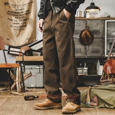 Pantalones rectos retro estilo americano para hombre pantalones cargo 100 % algodón primavera sueltos