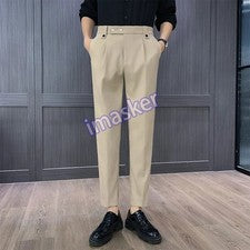Pantalones formales estilo británico para hombre delgados imitación cachemir calce ajustado pantalones informales